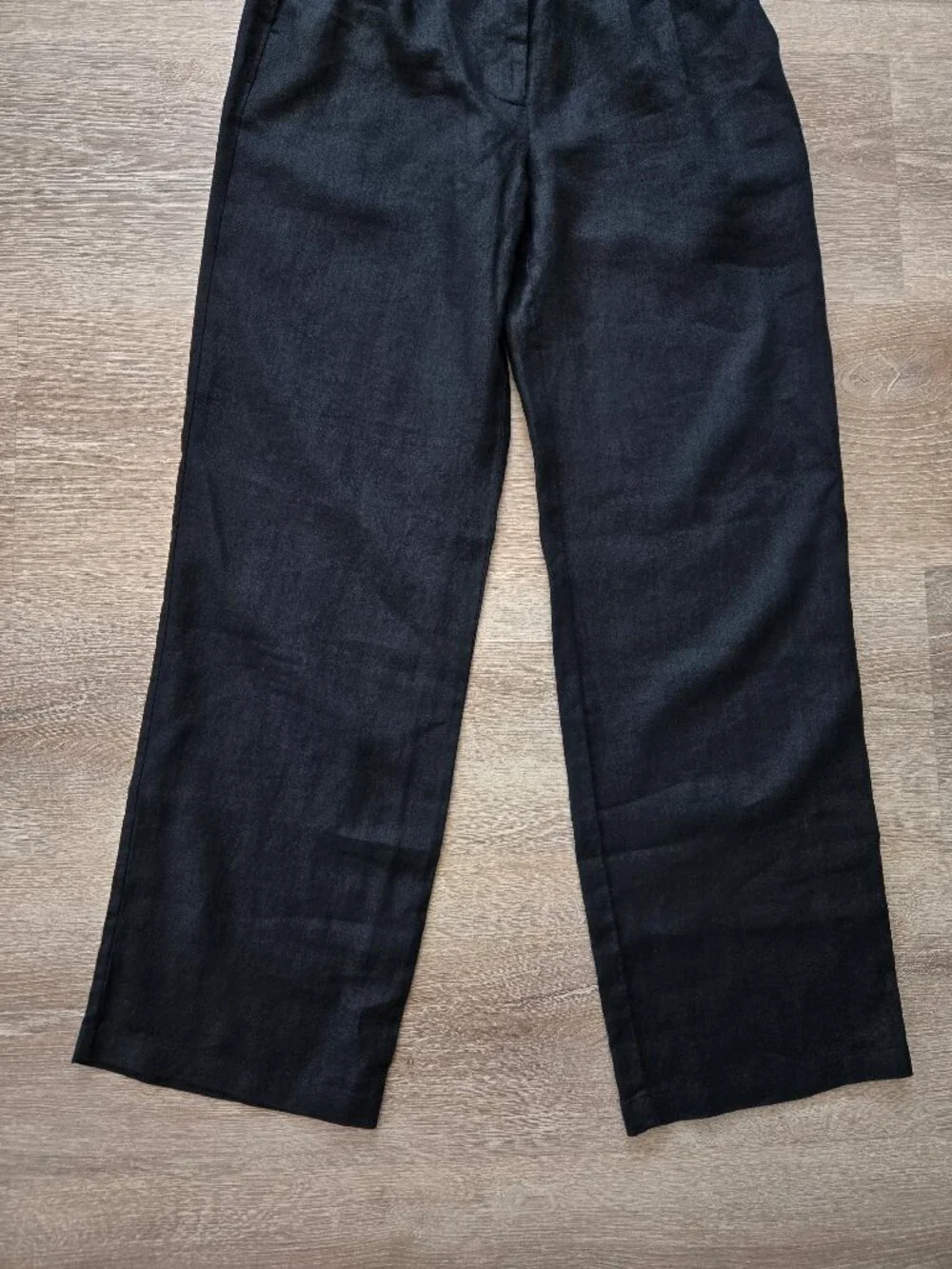 Quince 100% European Linen Pleated Trousers Black High Rise Size 0 New With Tags